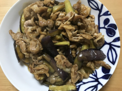 なすと豚肉の甘酢炒め